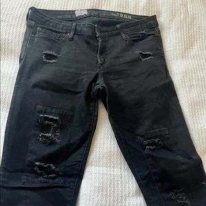 GAP Black Rip & Repair High-Rise Skinny Jeans